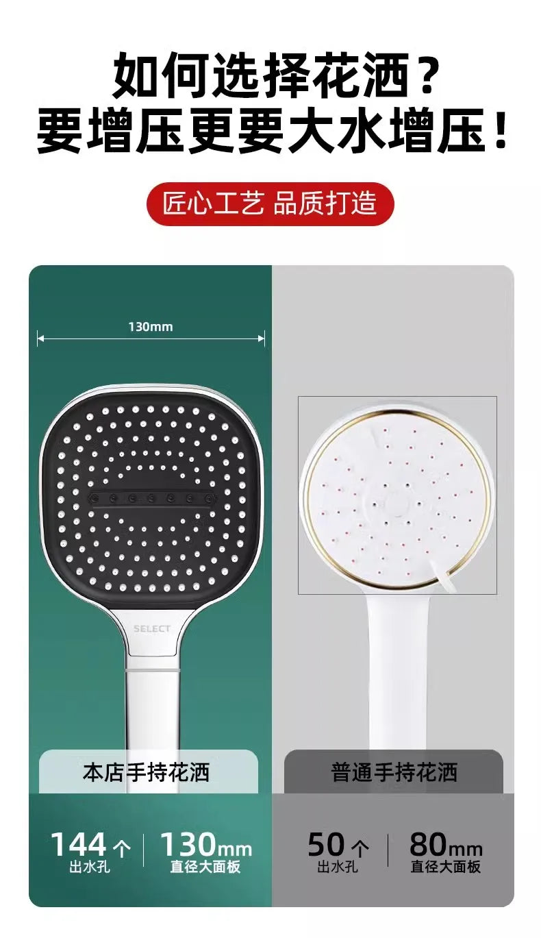 New 13CM Large Panel 3 Modes Adjustable Home Shower Head High Pressure Massage ShowerHead Filter Element Bathroom Accessories