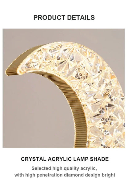 Bedroom Crystal Touch Dimming Night Light Girls Room Home Decor Aesthetics USB Bedside LED Ambient Table 3d Moon Lamp