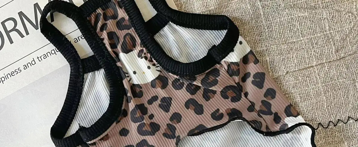 Spring Summer 2025 New Pet Clothes Spice Girls Wind Suspenders Leopard-Print Kitty Ice Silk And Cool Fabrics Cats Dogs Wear Them