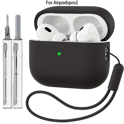 For AirPods Pro 2 Case Liquid Silicone Cover For AirPods Pro 2 2nd Pro2 2022 2023 Cases Sleeve With Cleaningr Pen Lanyard Funda
