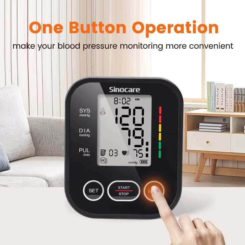 Sinocare Blood Pressure Monitor Digital Tonometer Upper Arm Blood Pressure Meter Automatic BP Medical Sphygmomanometer Pulse