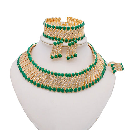 2023 Fine Jewelry Sets For Women Dubai Bridal Wedding Gifts Necklace Bracelet Earrings Ring Jewellery Set African Bead jewelry