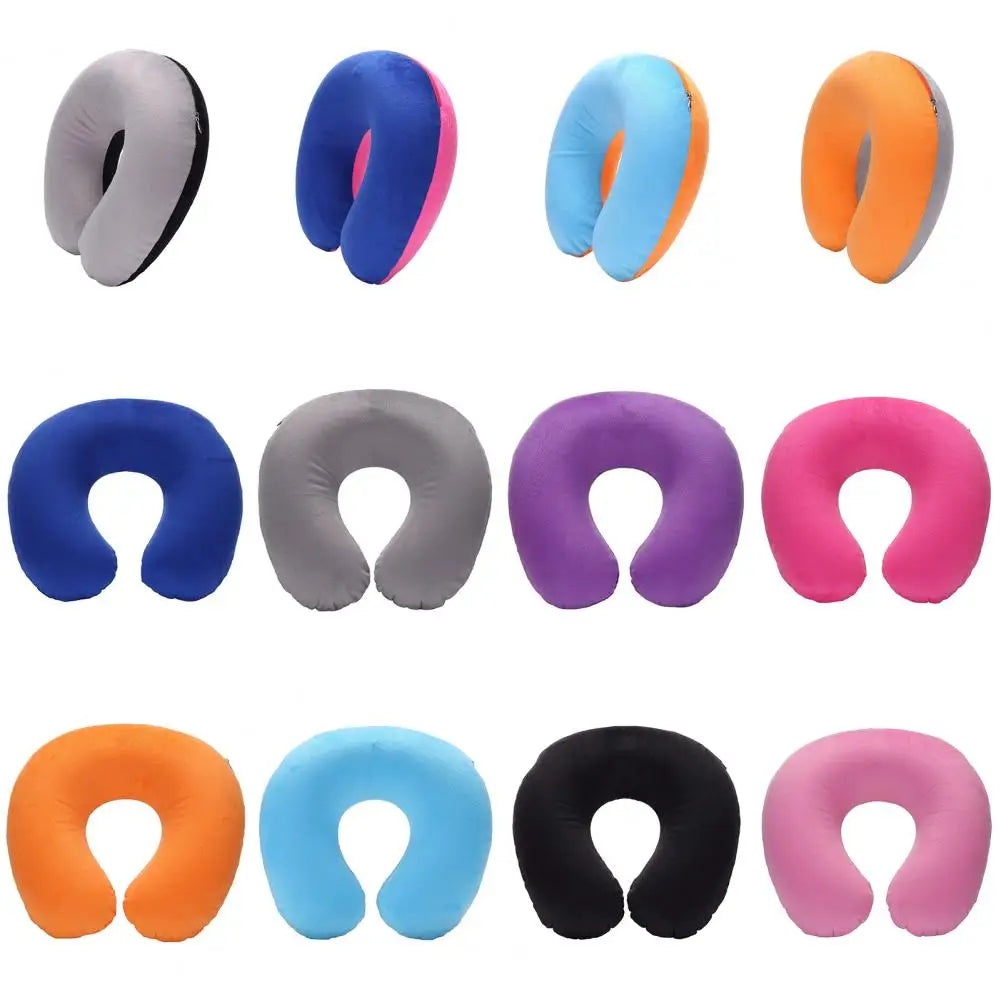 U-shaped Neck Pillow Inflatable Fatigue Relief Travel Pillow Flight Headrest Sleep U-shaped Cushion for Plane