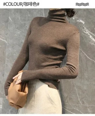 2023 New autumn/winter cashmere sweater women's turtleneck pullover ultra-thin pile neck sweater wool knit