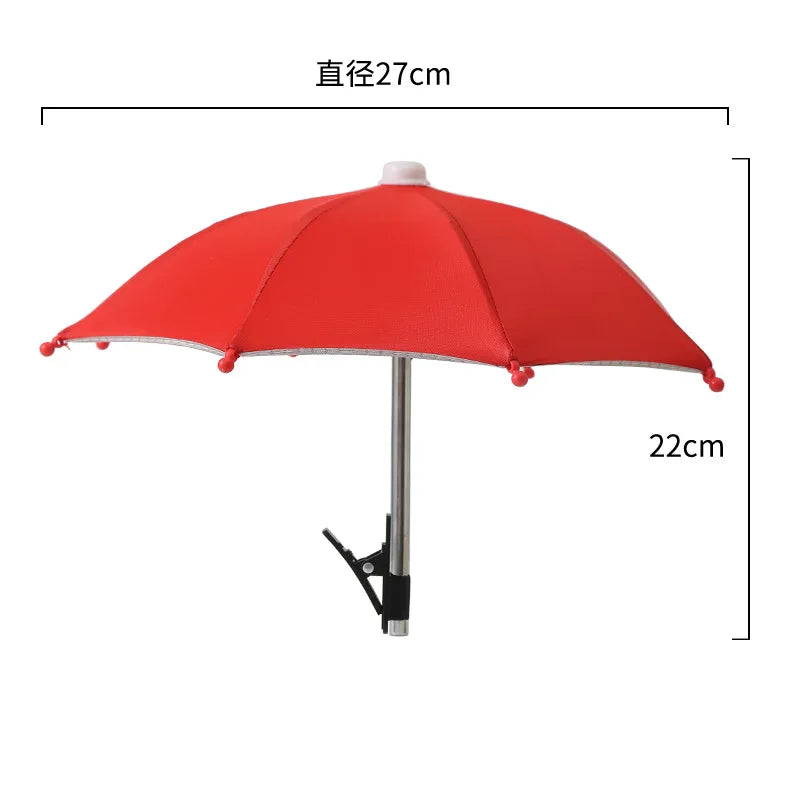 27cm Mobile Phone Holder Creative Mini Umbrella Outdoor Cycling Mobile Phone Sunscreen Umbrella Portable Outdoor Rain Accessorie