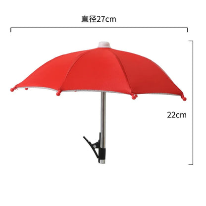 27cm Mobile Phone Holder Creative Mini Umbrella Outdoor Cycling Mobile Phone Sunscreen Umbrella Portable Outdoor Rain Accessorie