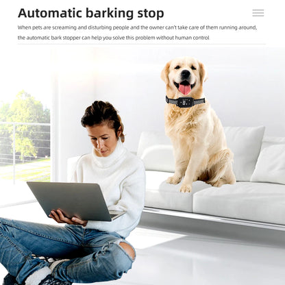 Electric Dog Training Collar Dog Anti Bark Waterproof Rechargeable Pet Remote Control For All Size Shock Vibration Sound