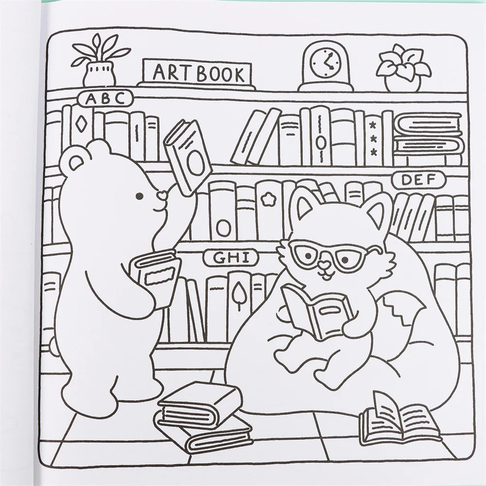 Coloring Book For Adults And Teens Halloween Theme Featuring Adorable Creepy Creatures In Cozy Moments For Relaxation Gift
