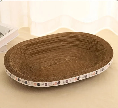 Corrugated Cat Scratcher Cardboard Oval Cat Scratch Pad Bowl Nest for Indoor Bed Cats Grinding Claw Round Cats Scratching Board