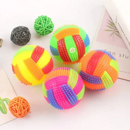 Glowing Ball Dog Toy Led Puppy Bouncy Chew Dog Ball Molar Toy Pet Color Light Ball Interactive Toys for Cats Small Pet Supplies