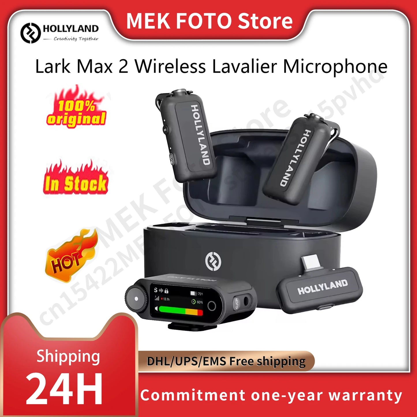 Hollyland LARK MAX 2 Professional Wireless Lavalier Mini Microphone for iPhone iPad Android Live Broadcast Gaming Recording Vlog