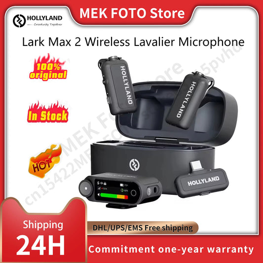 Hollyland LARK MAX 2 Professional Wireless Lavalier Mini Microphone for iPhone iPad Android Live Broadcast Gaming Recording Vlog