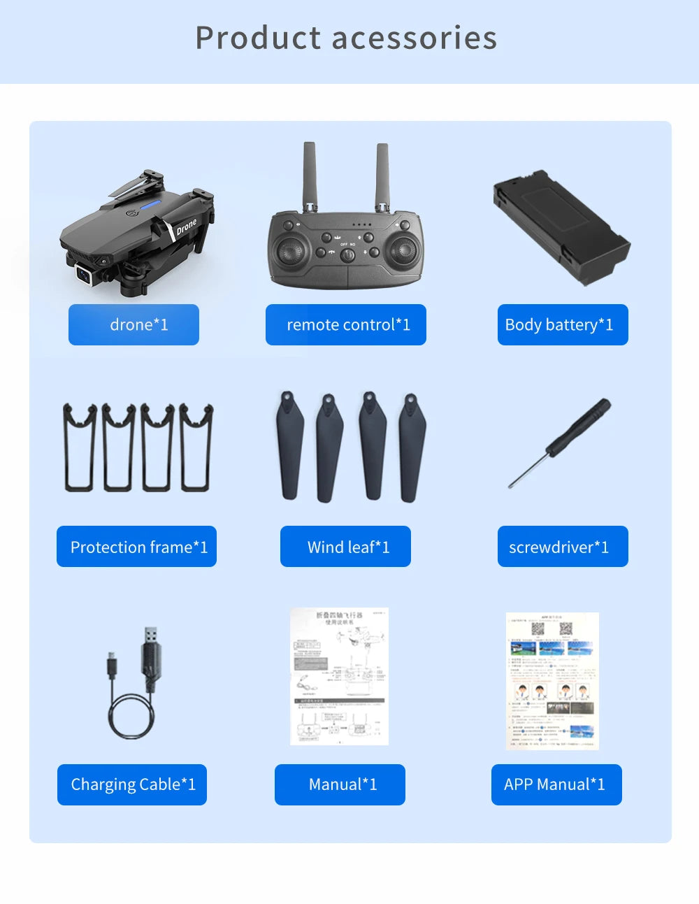 Drone E88 RC Quadcopter Foldable Portable 5G WiFi FPV Drones With 4K HD Camera Altitude Hold Mode follow Drone