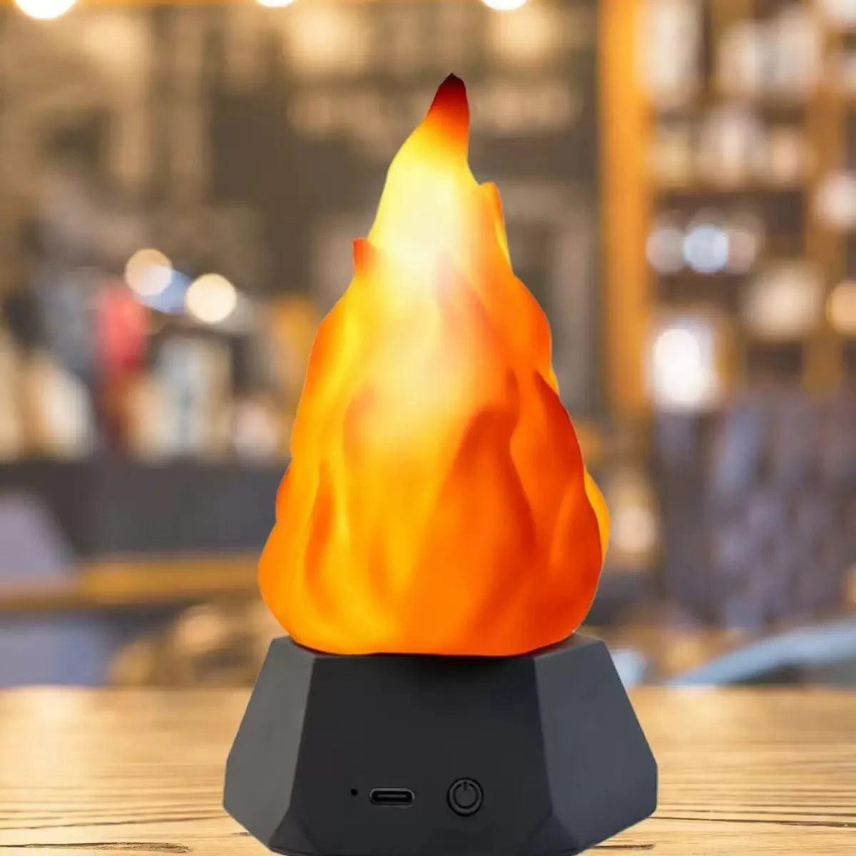 Flickering Flame Lamp USB Rechargeable 3D Fake Fire Night Light Realistic Flame Effect Indoor/Outdoor Halloween Camp Home Decor