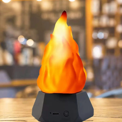 Flickering Flame Lamp USB Rechargeable 3D Fake Fire Night Light Realistic Flame Effect Indoor/Outdoor Halloween Camp Home Decor
