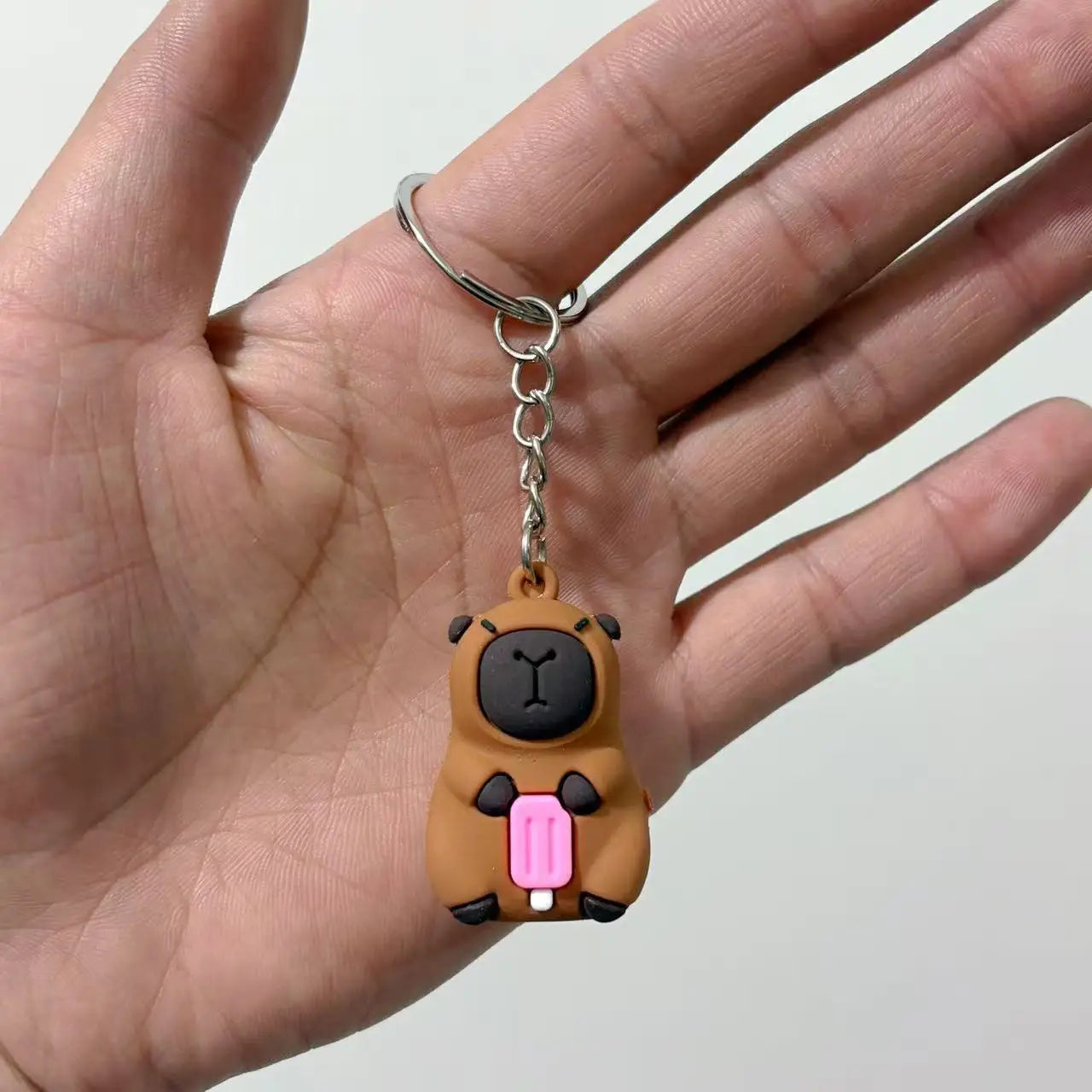 Cute Capybara Keychain Doll Hugging Fruit Series Pendant Cycling Backpack Key Pendant Accessories Ugly Cute Pvc Soft Rubber