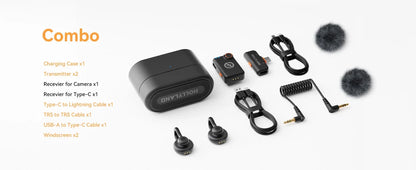 Hollyland Lark M2S Wireless Microphone for Interview Live Streaming Vlog Receiver Transmitter for iPhone Camera Android Phone