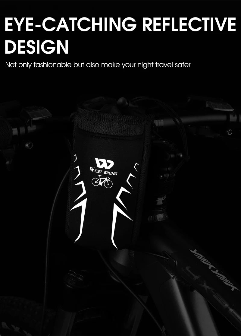 WEST BIKING Bicycle Bottle Holder Cycling Water Bottle Carrier Reflective Pouch Kettle MTB Road Bike Handlebar Bag Accessories