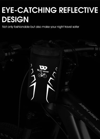 WEST BIKING Bicycle Bottle Holder Cycling Water Bottle Carrier Reflective Pouch Kettle MTB Road Bike Handlebar Bag Accessories
