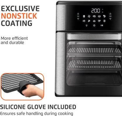 Air Fryer Oven 1800W, 12.7QT Capacity, Touchscreen Panel, Automatic Shut-Off – Black & Stainless Steel