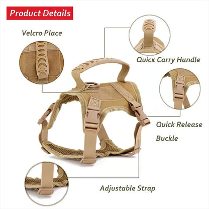 Tactical Dog Harness Small Breed Puppy Harness Cat Vest Adjustable For Military Service Dogs Accessories Training Working
