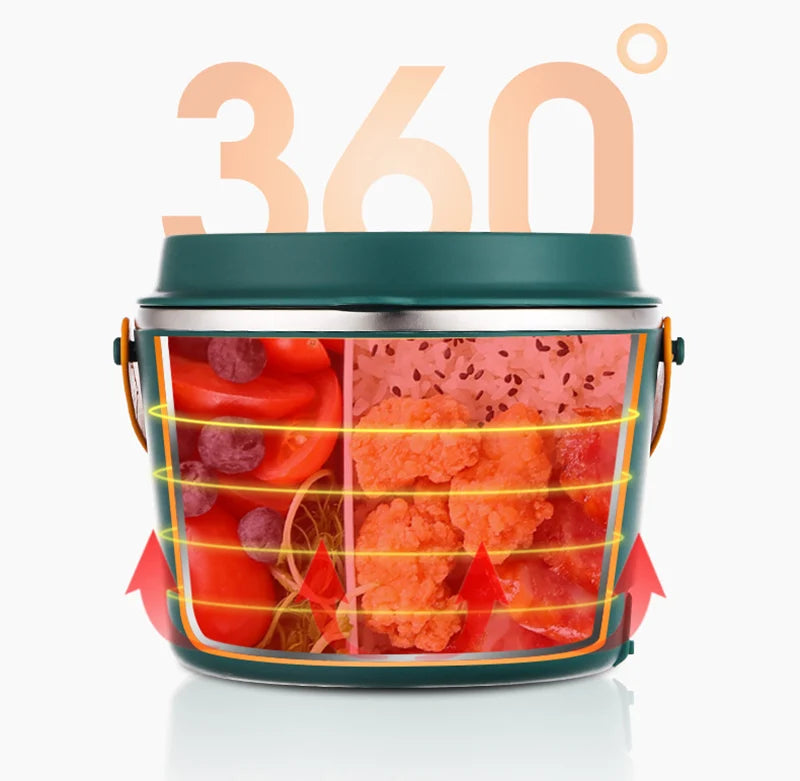 School Office Car Picnic Electric Heating Lunch Box Stainless Steel Portable Adult Food Warmer Container 220V 110V 24V 12V 1.2L