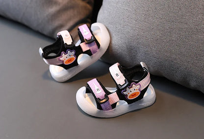 LED Kids Sandals Boys Girls 2023 Summer New Children Cartoon Luminous Light Up Baby Shoes Fashion Sport Soft Bottom Beach Shoes