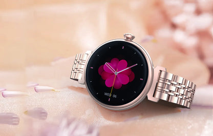 Rainbuvvy DM70 Steel Smart Watch AMLED Women Beautiful Wristwatch Supports IP68 BT Calling Sports Watch