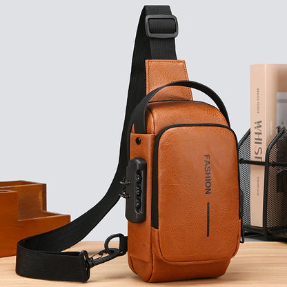 Men's Multifunction Anti-theft USB Chest Bag, Sling Shoulder Bag, Password Lock Crossbody Bag Suitable for Cycling