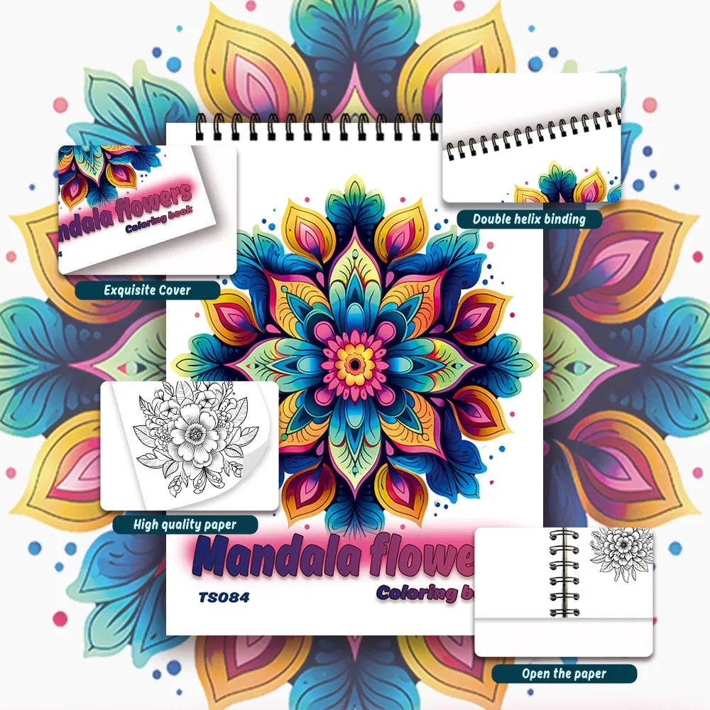 Spiral Coloring book -30 Sheets adult coloring book, 11.2 x 8.3 inches, 100g thick paper, drawing book, homecoming holiday gift