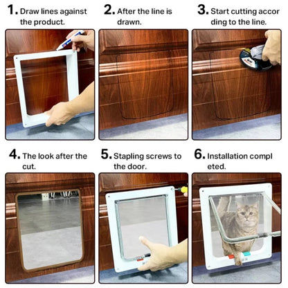 Cat Flap Door Magnetic Pet Door with 4 Way Lock for Cats Controllable ABS Plastic Gate Puppy Kitten Safety in&out Pet Doors Kit