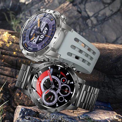 Outdoors Smart Watch Men Women BT Call Health Music 800Mah Battery Smartwatch Flashlight Compass Sports Fitness IP68 Waterproof