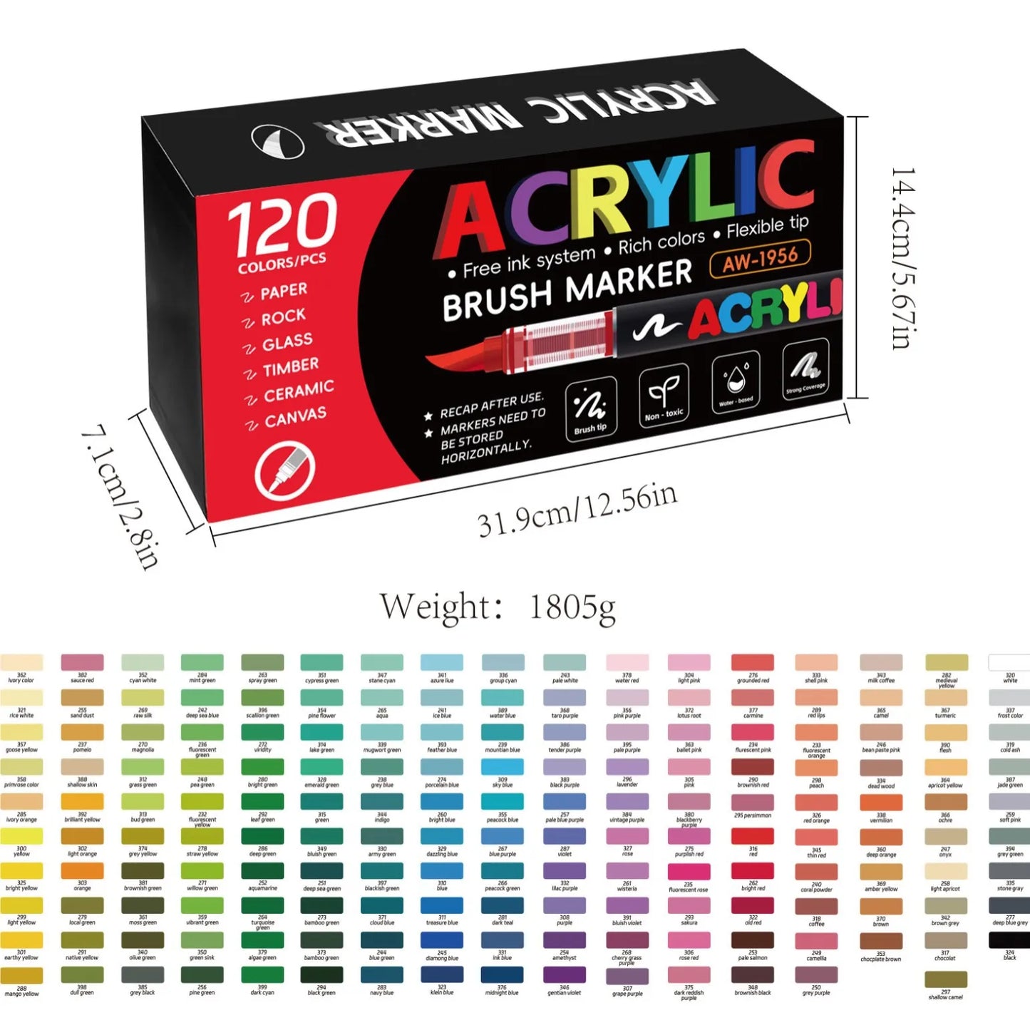 12-168 Colors Direct Liquid Marker Pen Set,DIY Hand Drawn,Graffiti Paint Art Acrylic Paint Pens,Perfect for Artist/Student