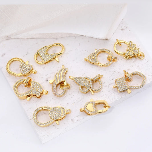 Juya 18K Real Gold Plated Accessories DIY Needlework Beads Pearls Jewelry Making Fastener Closures Lobster Lock Clasps Supplies
