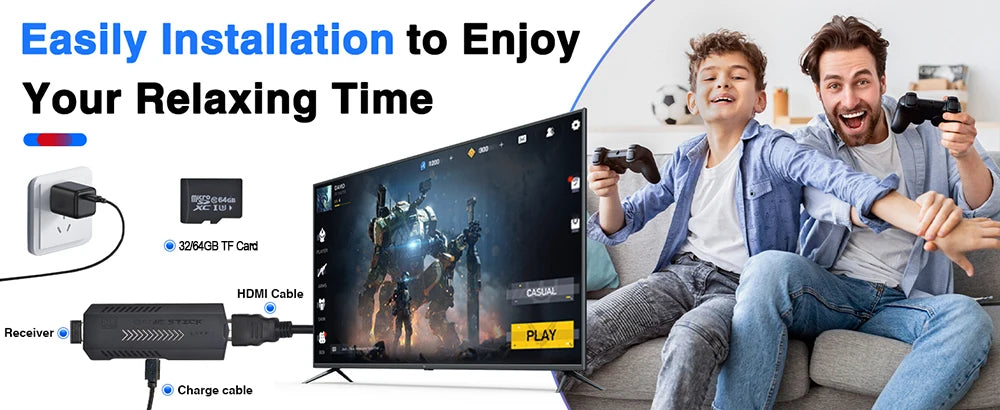 4K TV Game Stick Built-in 20000+ Games Retro Handheld Game Player NEW Video Game Console 64G 2.4G Wireless Controller Gamepad