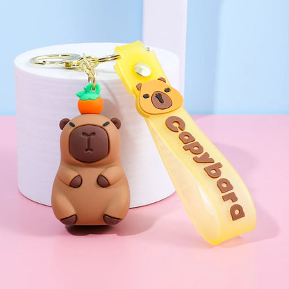 Cartoon Capybara keychain, creative toy keychain bag, fashionable car keychain, exquisite couple backpack pendant