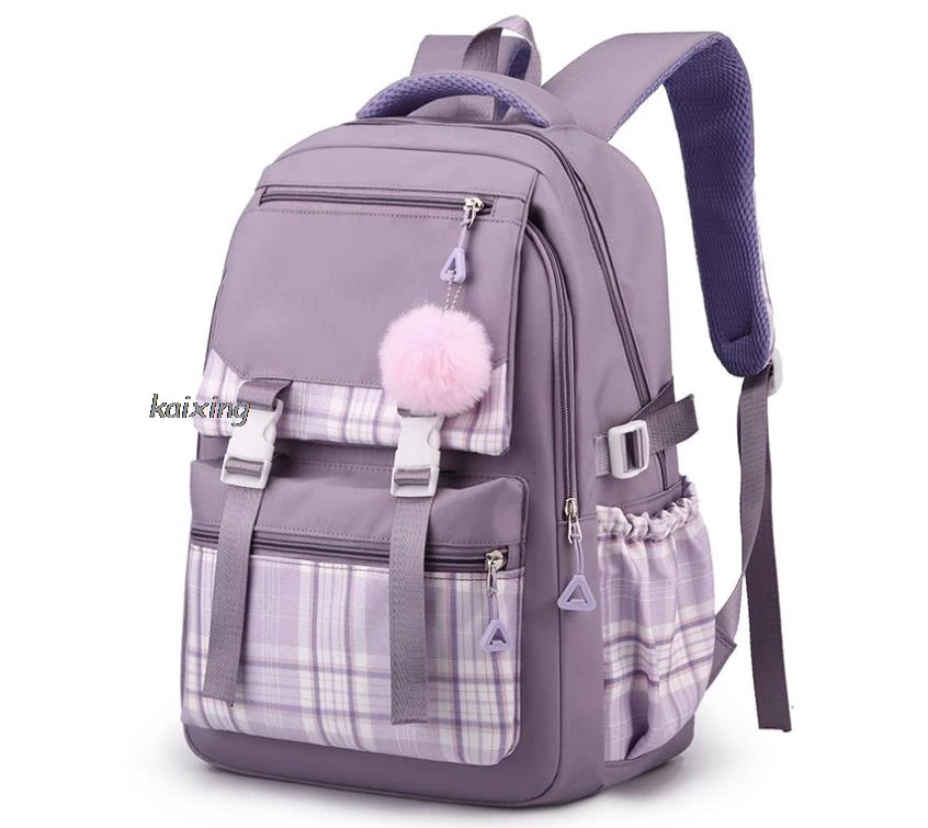 Lovely Kuromi Melody Backpacks Cosplay Plaid Women Men multi-pocket Lightweight School Bags Travel Ins Capacity Laptop Mochilas