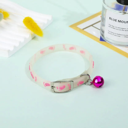 Pet Fluorescent Luminous Silicone Footprint Collar Cat Dog Luminous Collar Night Puppy Kitten Outdoor Anti-loss Pet Supplies