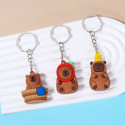 Cute Capybara Keychain Doll Capibala Pendant Cycling Backpack Key Mobile Phone Pendant Accessories Ugly Cute Pvc Soft Rubber