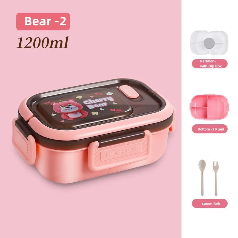 1200ML Double Layer Lunch Box Portable Compartment Salah Fruit Food Box Microwave Lunch Fork and Spoon Picnic Fresh Box