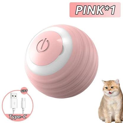 Smart Interactive Cat Toys Ball Auto Electric Rolling Ball Toys for Cat Kitty Pet Automatic Training USB Rechargeable Cat Toy