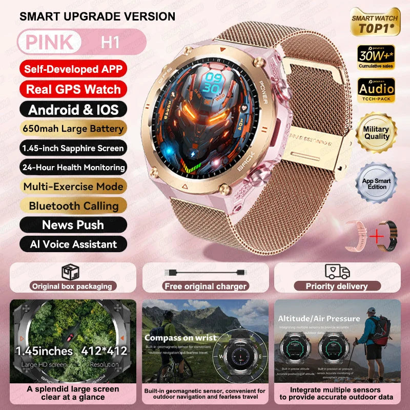 2025 New For Xiaomi GPS Sports Smart Watch Men Waterproof Fitness Trackr Bluetooth call 650Mah Battery Smartwatch Woman Bracelet