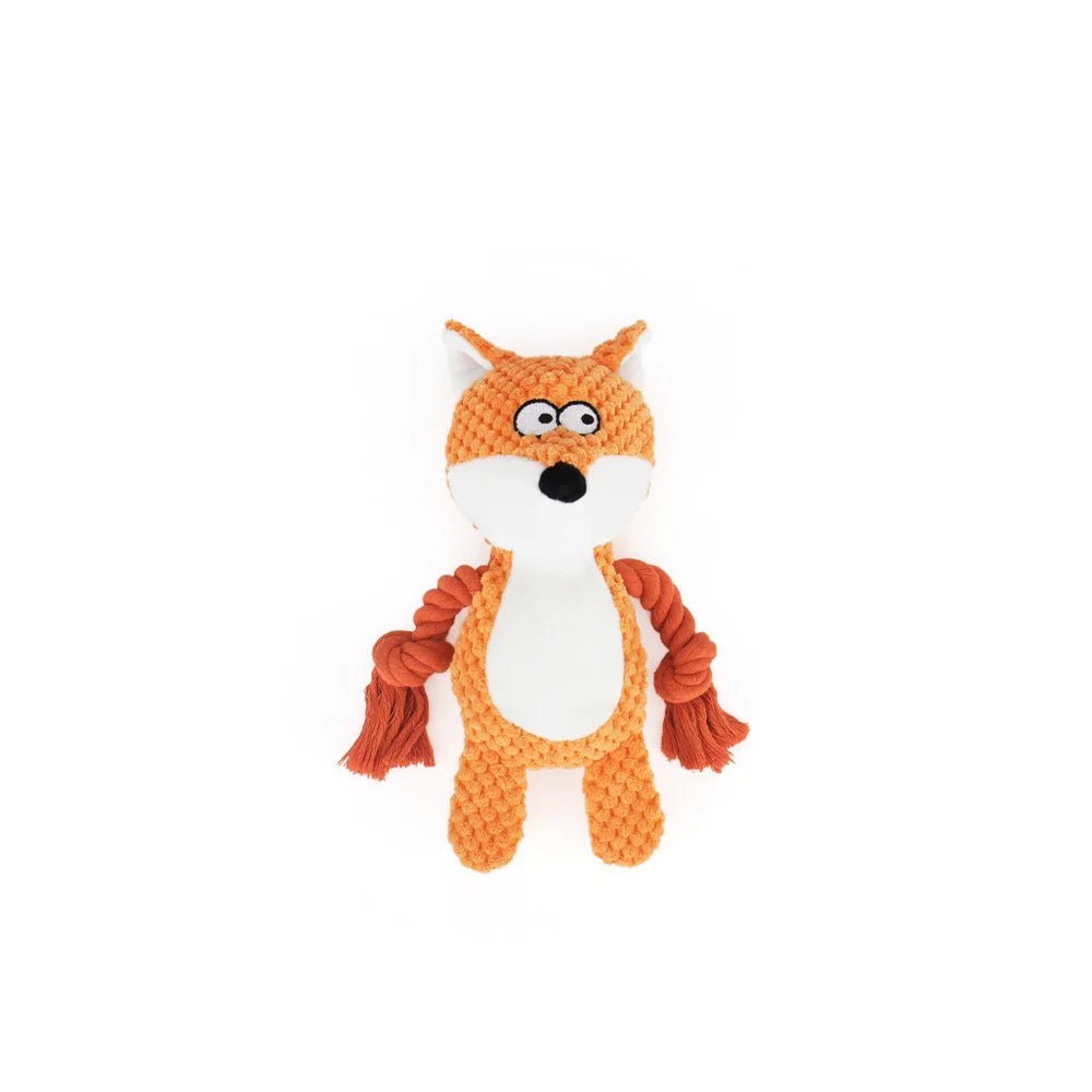 1pc Cartoon Animal Dog Toy Cute Plush Puppy Chew Pet Squeak Knot Toy Cartoon Rabbit Monkey