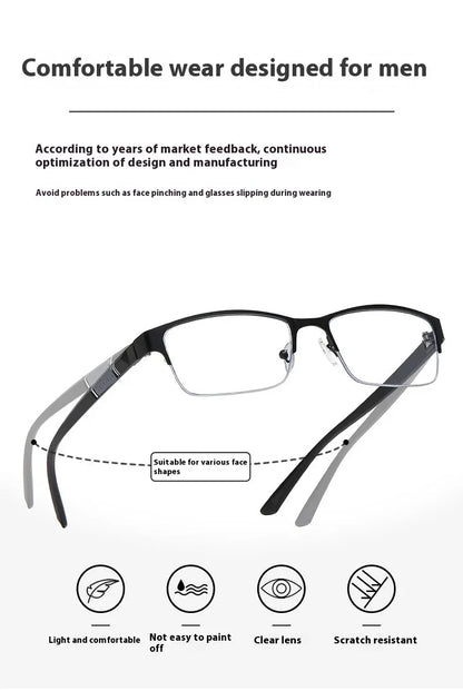 Metal Frame Far Sighted Eyeglasses with Sunshades Smart Photochromic Multifocal Reading Glasses Men Business Presbyopia Eyewear
