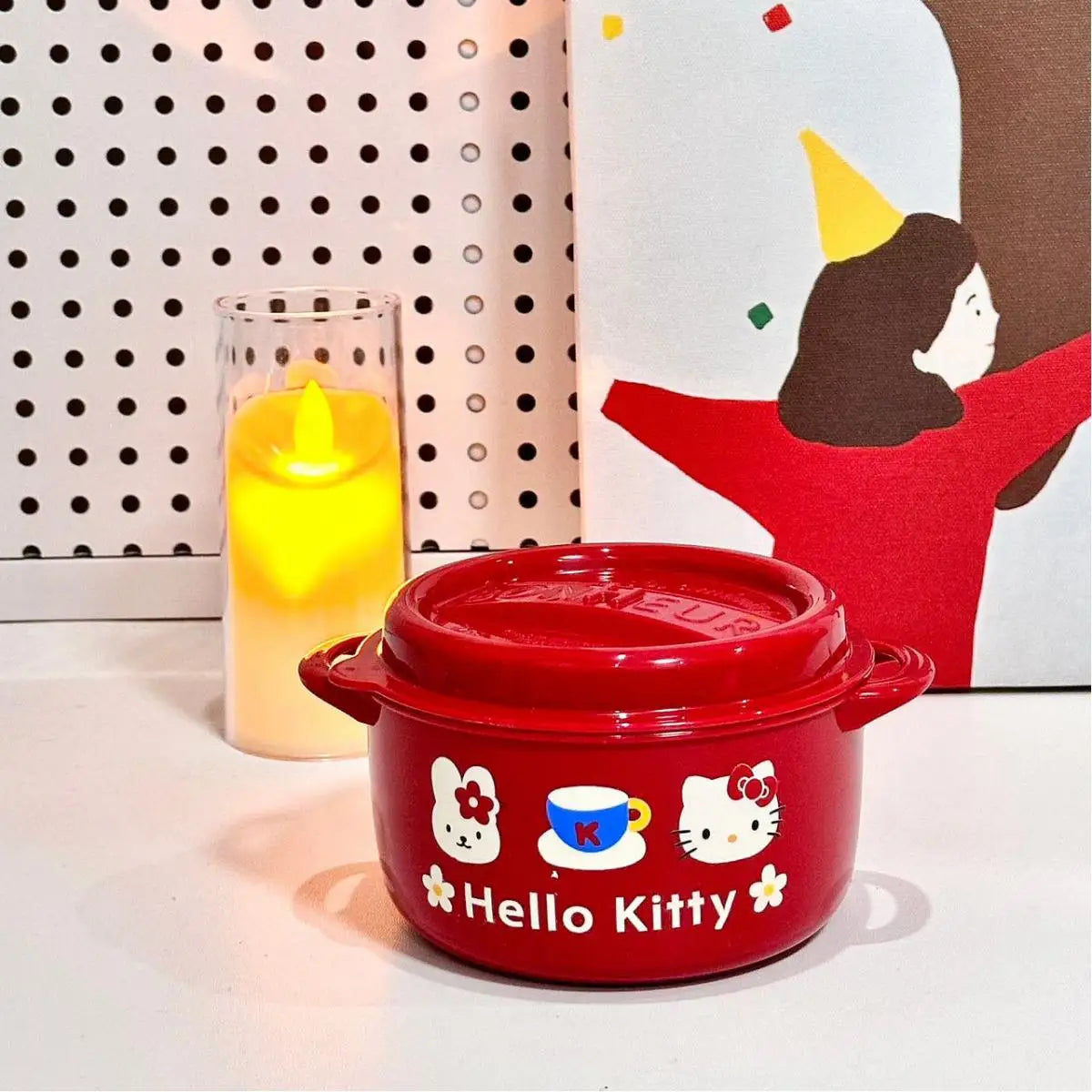 Original Hello Kitty Lunch Box Set Cute Food Storage Container Microwave Safe Pp Plastic Lunch Box Cute Gift