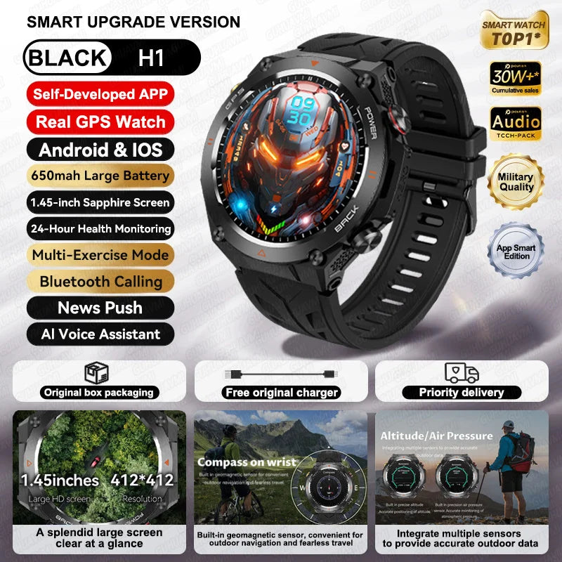 2025 New For Xiaomi GPS Sports Smart Watch Men Waterproof Fitness Trackr Bluetooth call 650Mah Battery Smartwatch Woman Bracelet