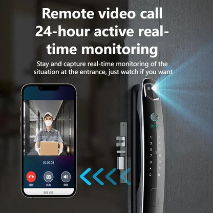 3D Facial Recognition Intelligent Door Lock Fully Automatic Lock Password Lock Fingerprint Lock Home Intercom Graffiti Palm Vein