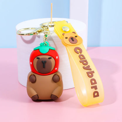 Cartoon Capybara keychain, creative toy keychain bag, fashionable car keychain, exquisite couple backpack pendant
