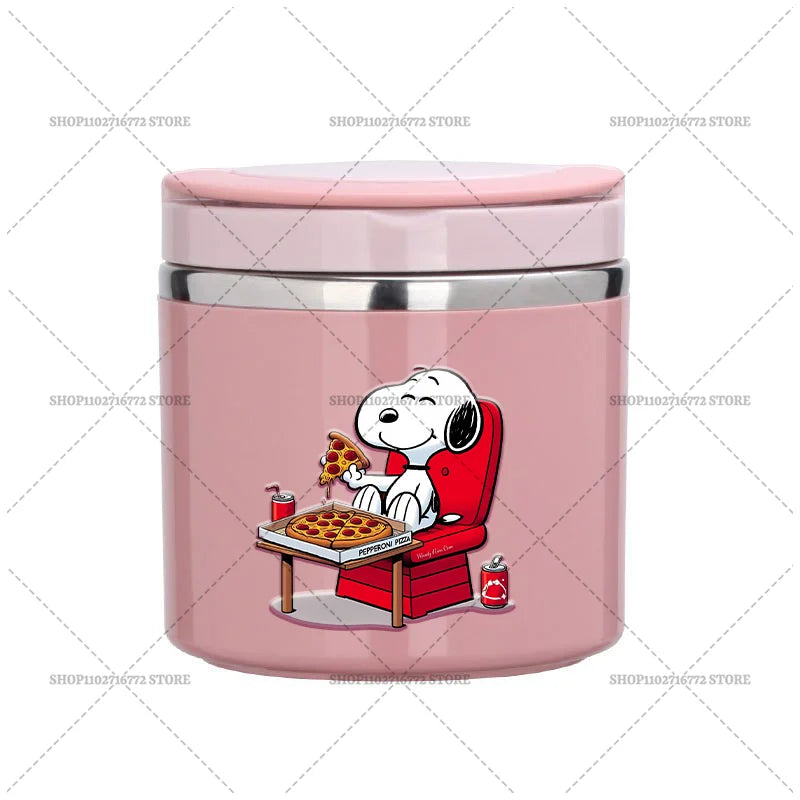 630ml Snoopys Food Thermal Jar Insulated Soup Cup Stainless Steel Vacuum Lunch Box with Handle Portable Sealed Bento Boxes Gift