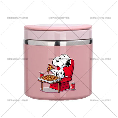 630ml Snoopys Food Thermal Jar Insulated Soup Cup Stainless Steel Vacuum Lunch Box with Handle Portable Sealed Bento Boxes Gift